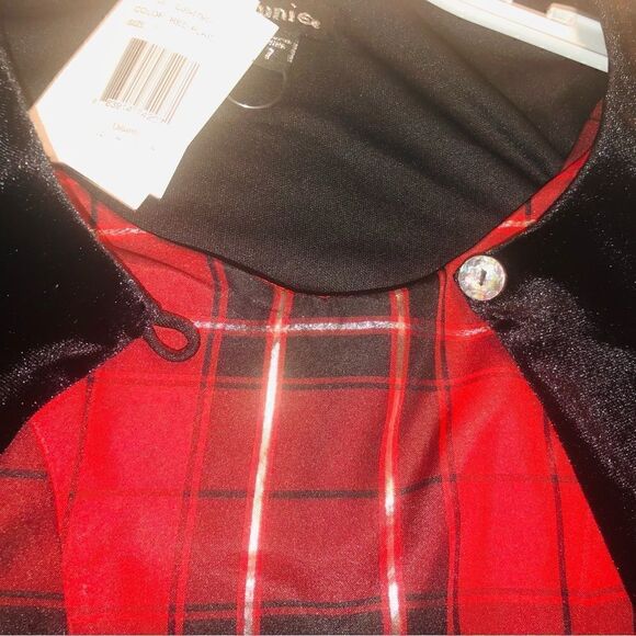 KIDS Girls Zunie Holiday 2 Piece Red Plaid Dress Bolero Black Velour Jac… - Picture 5 of 7